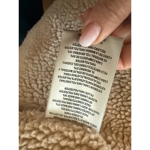 Levis Mens Black Faux Leather Sherpa Trucker Jacket Size S Bomber Full Zip - Picture 11 of 13